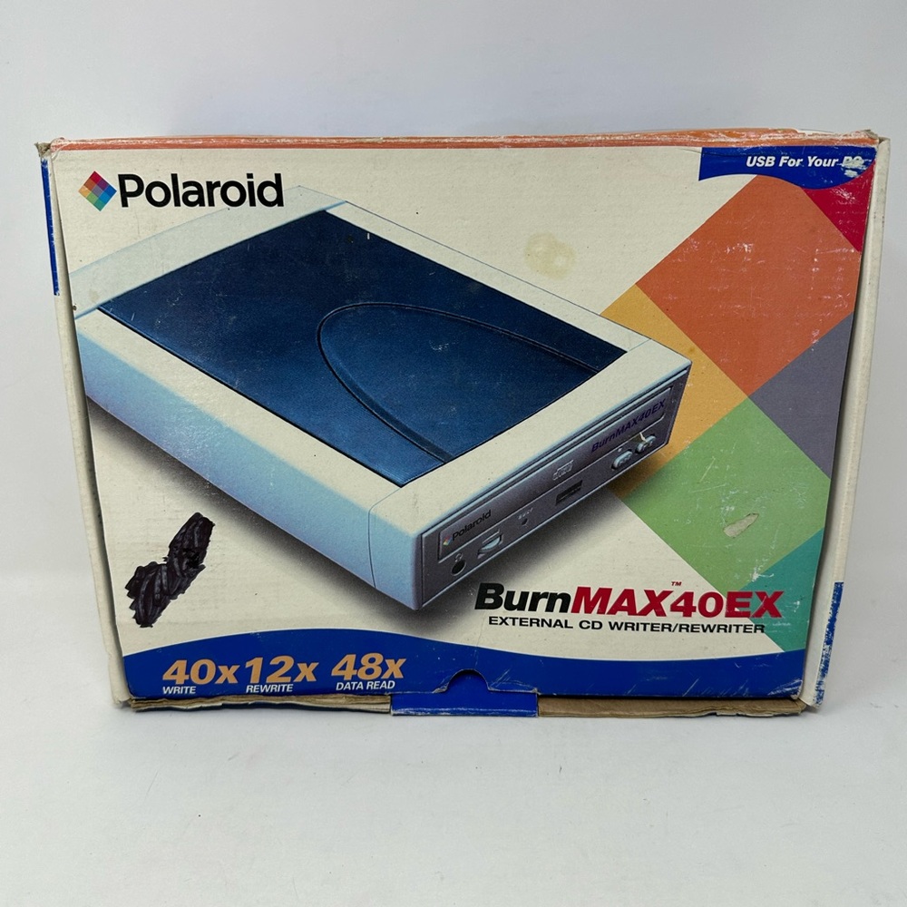 Vintage Polaroid BurnMAX40EX External CD Writer/Rewriter NEW Open Box E4